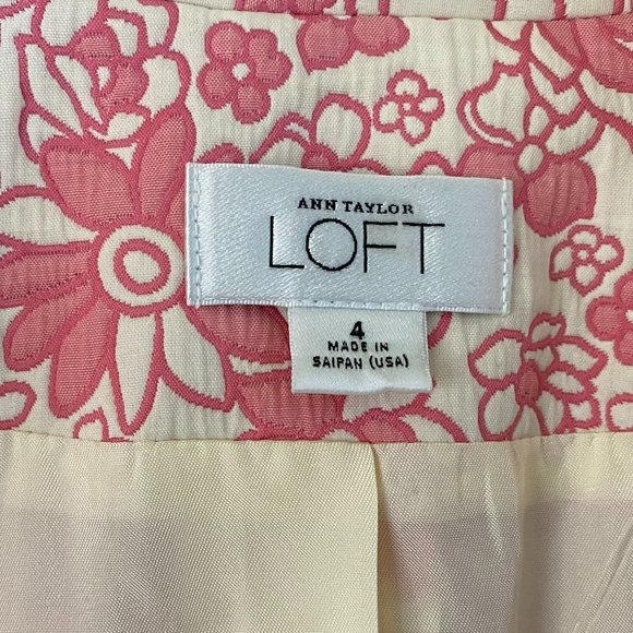 Ann Taylor Loft Pink Retro Flower Print Blazer Jacket size 4 - Picture 14 of 15